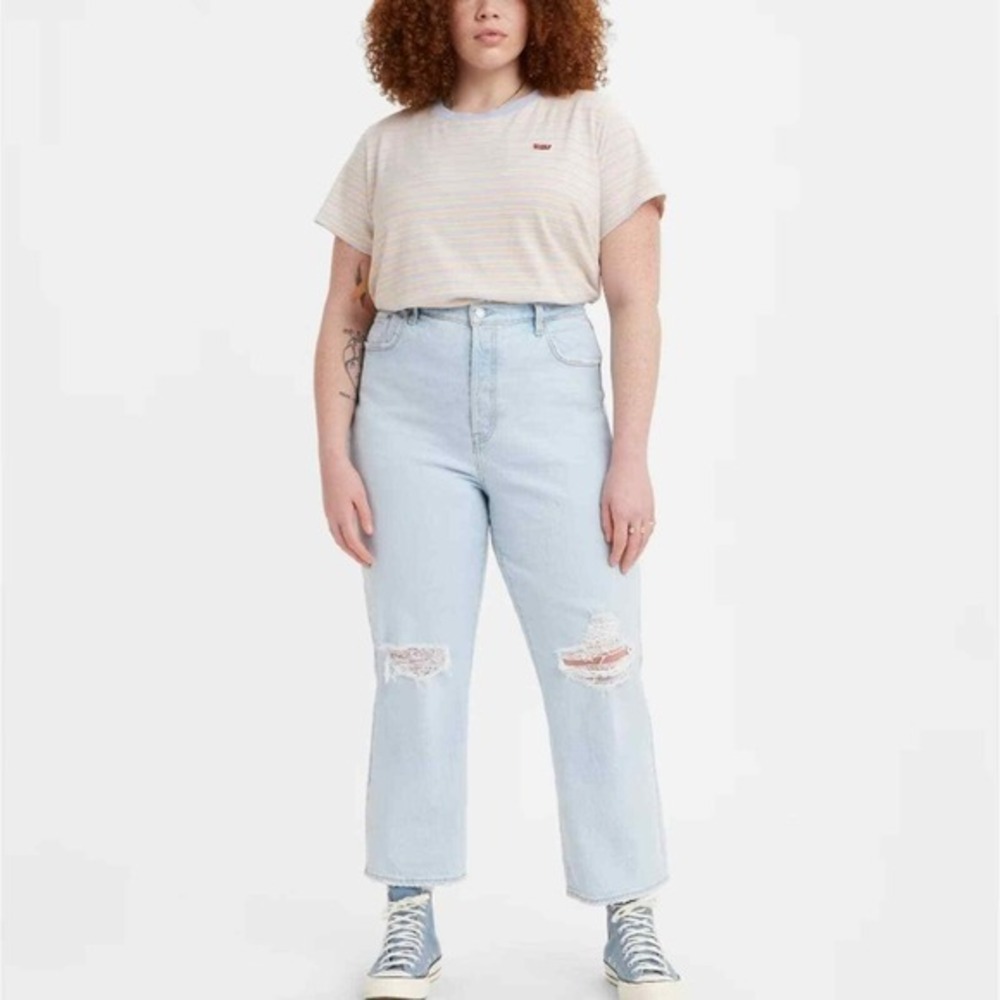Levi's Ribcage Straight Ankle light wash Women's Jeans Plus Size 20WL‎ LONG New